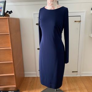 Long-sleeve Twist-back Navy Dress NWT